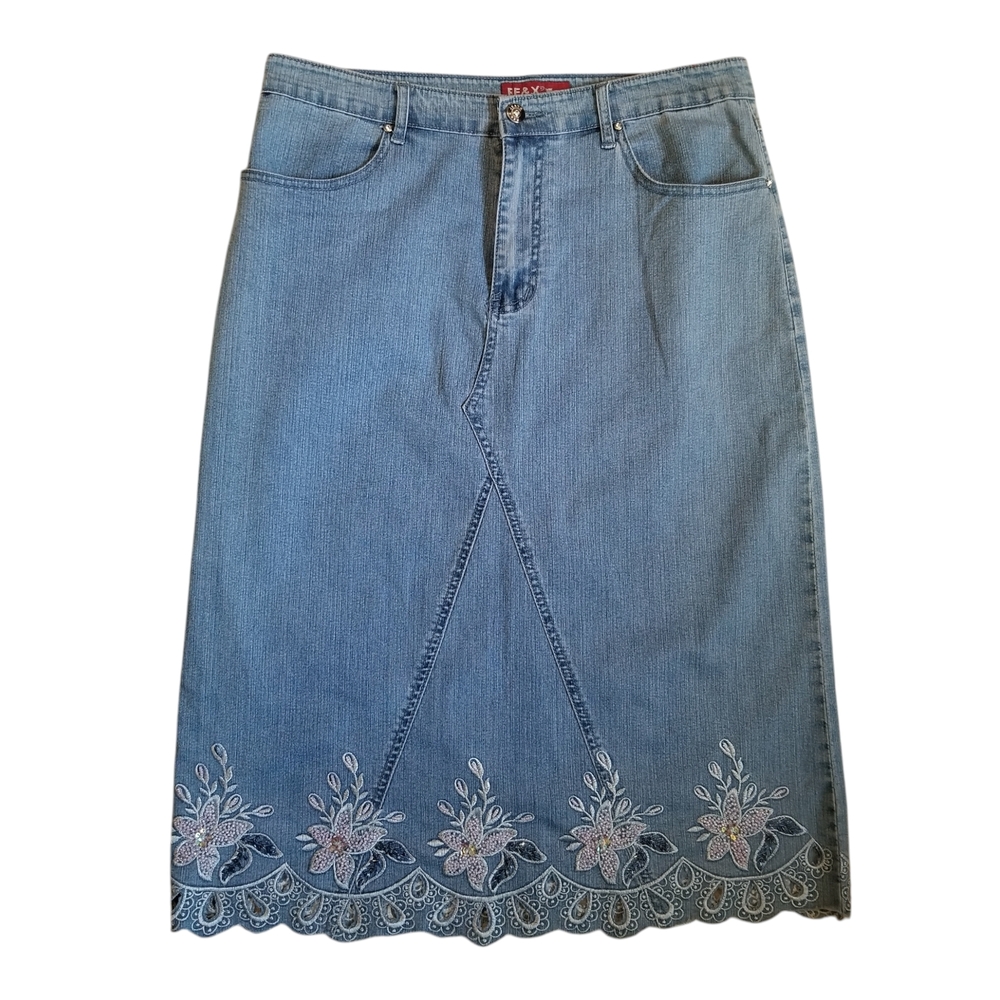 Vintage RE&X Denim Midi Skirt